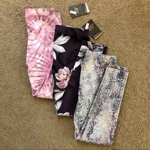 NWT Three pairs of performance leggings. Girls 7-8